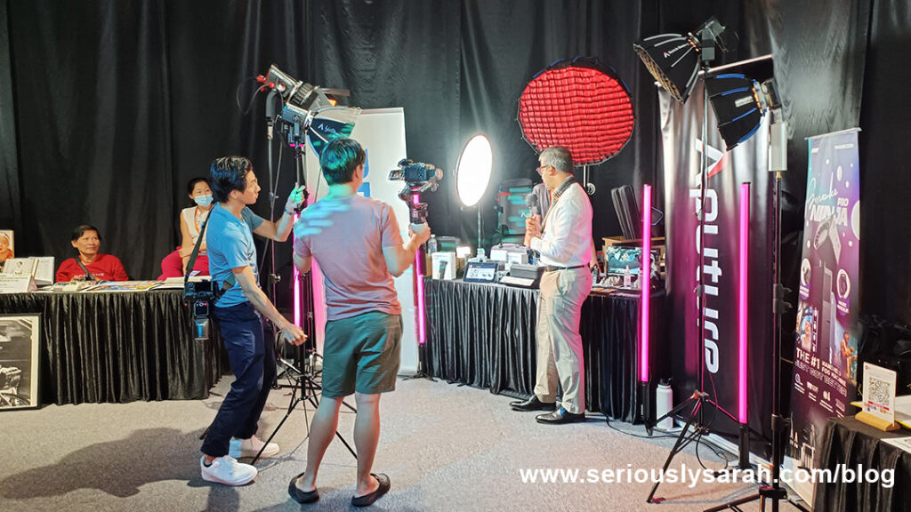 people interviewing at the aputure booth