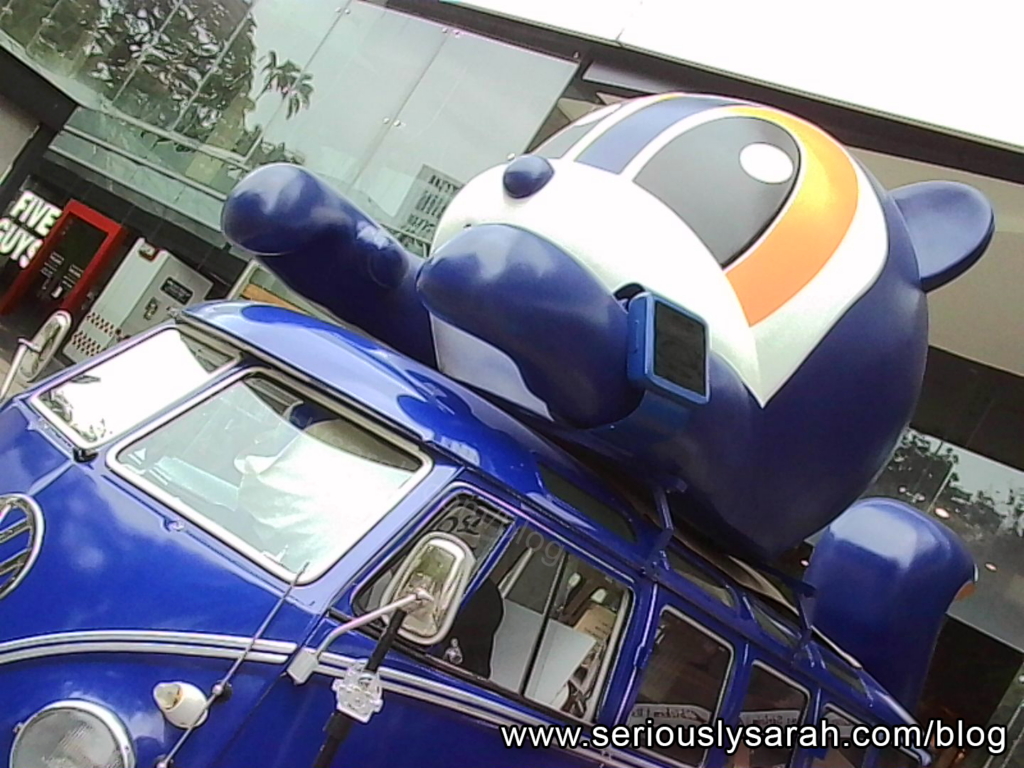 POSB Squirrel on a blue volkswagen